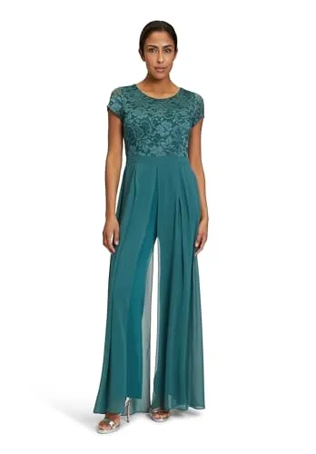 Vera Mont Damen Overall 0290/4825, Dark Emerald, Größe 46 - Eleganter Jumpsuit mit Chiffon Überrock aus feiner Spitze, ideal für besondere Anlässe. Kombiniert stilvoll Eleganz und Komfort für einen unvergesslichen Auftritt.