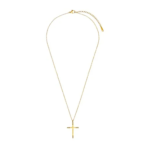 Heideman Halskette Mavie Damen aus Edelstahl gold farbend poliert Kette für Frauen mit Stein weiss vergoldet