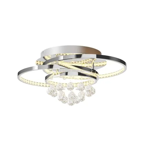 Lucande Keely LED-Deckenlampe 44,5 cm - Elegante Kristall-Deckenlampe mit energiesparender LED-Technologie, ideal für stilvolle Wohnräume.