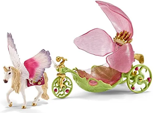 Schleich 42176 - Elfenkutsche festlich - Fantastische Kreaturen für Kinder, mit ausklappbaren und abnehmbaren Blütenblättern – detailgetreu modelliert und handbemalt für kreatives Spielvergnügen.