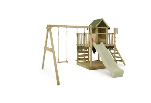 FATMOOSE Klettergerüst JazzyJungle Jam XXL - Outdoor-Spielhaus mit Kletterwand und Wellenrutsche, extrem witterungsbeständig und ideal für aktive Kinder – 10 Jahre Garantie für unbeschwerten Spielspaß!