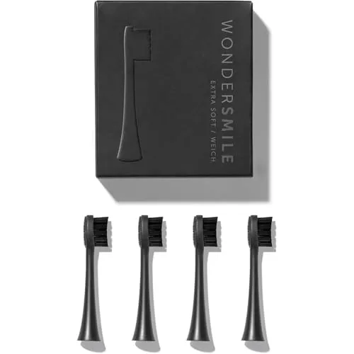 Wondersmile Bürstenköpfe Soft Ultimate Black - Sanfte Mundpflege - Elektrische Zahnbürsten: Weiche, nachhaltige Borsten für gründliche Reinigung und integrierter Zungenreiniger für frischen Atem.