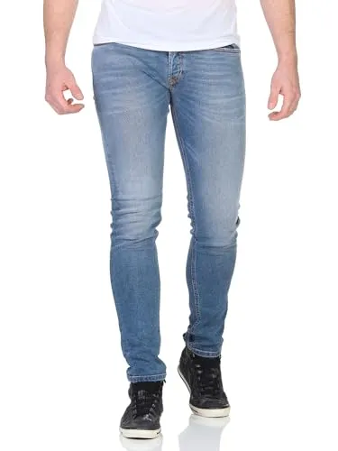 Diesel Jeans Herren Sleenker-X Skinny-Fit Mittelblau W32 L32 - Hochwertige Skinny Fit Jeans aus Stretch Denim mit Lyocell für optimale Atmungsaktivität und Weichheit. Ideal für schlanke Figuren, betont die Silhouette perfekt. 5 Pocket Style und dezenter Used-Look.