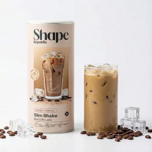 SHAPE REPUBLIC Iced Caffè Latte - Leckerer Diät Shake - Gewichtsmanagement Shake: Unser cremiger Iced Caffè Latte ist ein kalorienarmer Mahlzeitenersatz mit wertvollen Nährstoffen, der lange satt hält und beim Abnehmen unterstützt.