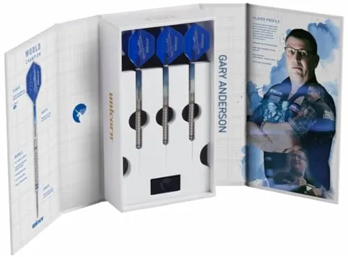 Unicorn World Champion Gary Anderson Phase 3 Steel Dart 23g - Hochwertige 90% Tungsten Darts für präzise Würfe, ausgezeichnet mit dem Unterschrift des Weltmeisters. Inklusive Aluminium Schäften und Spieler Flights, perfekt für den anspruchsvollen Spieler.