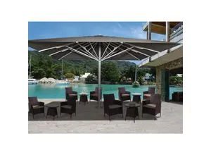 Gastronomie-Luxus-Sonnenschirm MCW-D20b XXL, 5x5m Marktschirm - Sonnenschirme - Robuster XXL-Marktschirm aus Polyester und Aluminium, ideal für Gastronomie und Veranstaltungen, bietet optimalen UV-Schutz und Stabilität.