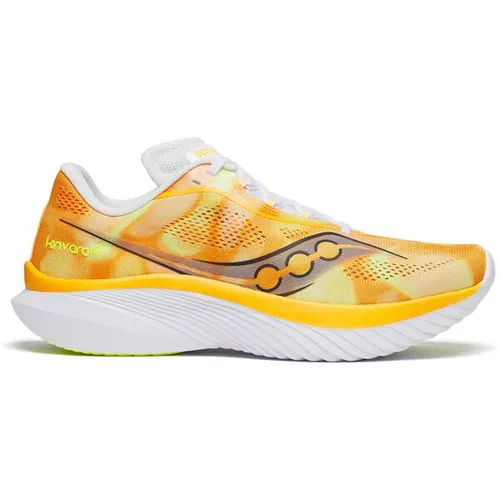 Saucony Kinvara 15 Neutralschuh Herren - Orange, Weiß, Größe 44 - Laufschuhe mit reaktiver PWRRUN Dämpfung für hohen Komfort und Geschwindigkeit, ideal für Tempo- und Intervalltraining sowie Wettkämpfe.