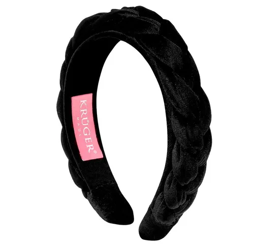 Krüger geflochtener Samt-Haarreif in schwarz - Eleganter Trachtenhaarreif aus schwarzem Samt, ca. 3cm breit. Ideal für Dirndl-Outfits und bequem dank weich gefütterter Enden. Perfektes Accessoire für festliche Anlässe.