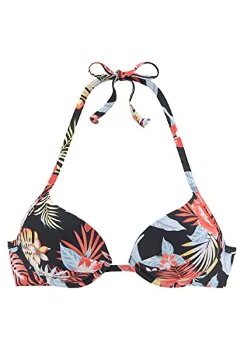 s.Oliver Damen Suki-15 Bikini, Blumendruck Schwarz, 38 / C EU