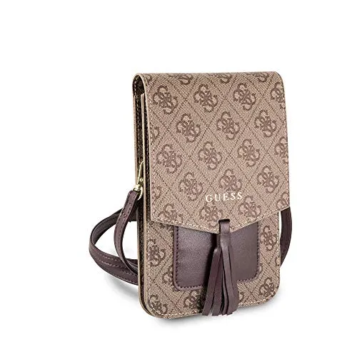 Guess 4G Uptown Wallet Phone Bag - Stylische Smartphone-Handtasche (Braun) - Handtasche aus Kunstleder mit Smartphone-Fach, ideal für den Alltag. Schützt Ihr Handy und bietet Platz für 4 Visitenkarten. Perfekte Kombination aus Funktion und Stil!