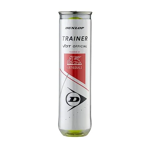 Dunlop Tennisbälle Trainer 4er Dose, VDT Official, Premium Tennistrainingsball für Sand, Hartplatz und Rasen geeignet