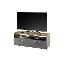 möbelando TV-Lowboard Fernsehtisch Rack Unterschrank HiFi Element Sideboard Ruth I Old Style dunkel/Roxy Anthrazit