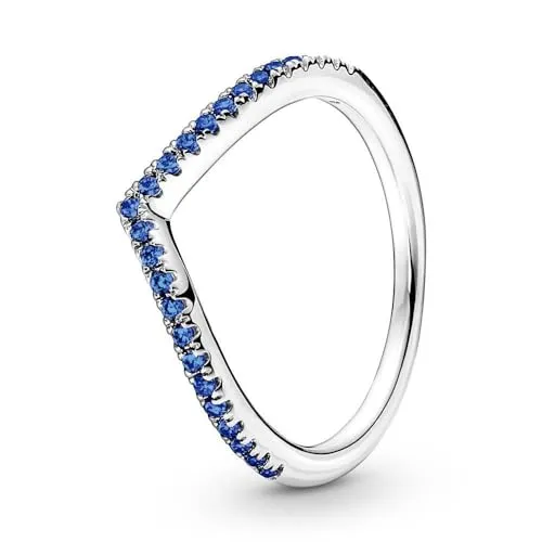 PANDORA Ring Timeless "Funkelnder Wunsch" mit blauen Kristallen - Eleganter Damenring aus Silber mit funkelnden blauen Kristallen, perfekt für besondere Anlässe oder als Geschenk.