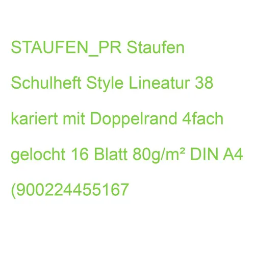 STAUFEN_PR Staufen Schulheft Style Lineatur 38 kariert mit Doppelrand 4fach gelo