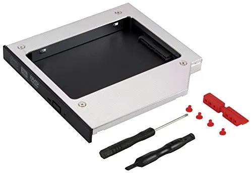 Poppstar Laufwerksrahmen für 2,5" SSD HDD Festplatte (7mm, 9,5mm, 12,5mm) in 12,7mm Sata 3 CD-DVD Schacht (Notebook, Laptop, etc.), Festplattenrahmen Aufrüstset