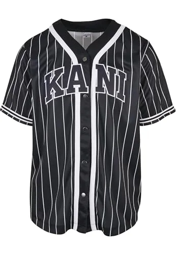 Karl Kani Herren KM221-115-1 Serif Pinstripe Baseball Shirt - Motocross-Jerseys aus 100% Polyester, pflegeleicht und ideal für sportliche Aktivitäten oder lässige Outfits.