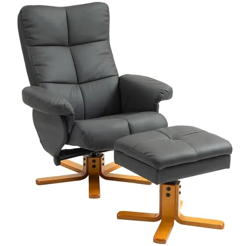 HOMCOM Relaxsessel mit Hocker – 360° drehbar und mit Stauraum - Bequemer Relaxsessel mit Liegefunktion und Fußhocker. Ergonomisches Design für höchsten Komfort, ideal für entspannte Stunden im Wohnzimmer oder Schlafzimmer.