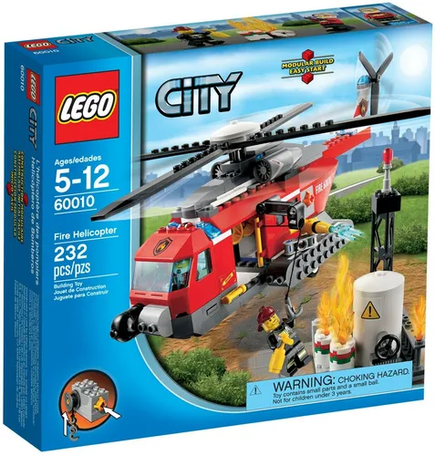 LEGO 60010 - Hubschrauber Feuerleiter - Spannendes LEGO Set für Kinder von 5-12 Jahren. Enthält 2 Feuerwehr-Minifiguren und fördert kreatives Spielen. Ideal für kleine Feuerwehrhelden!