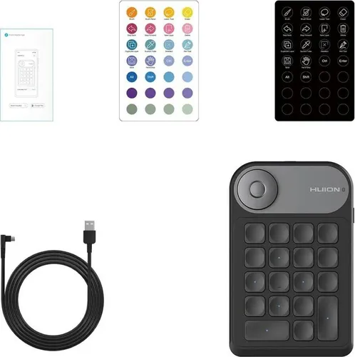 HUION Grafiktablett keydial mini K20 Zifferntastatur Tragbare kabellose Zifferntastatur mit Whlfunktion und 18 Tastenkombinationen fr grafische Tablets mit Bildschirm