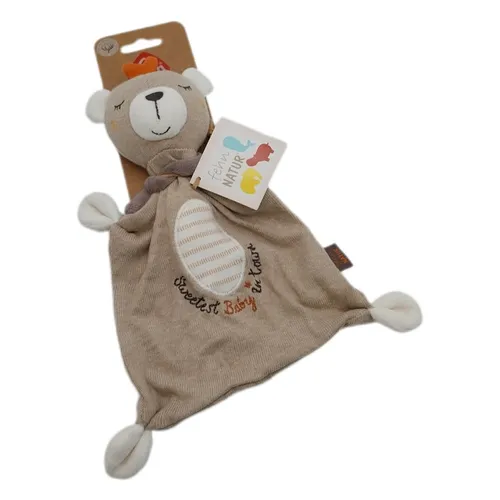 Fehn Schmusetuch Teddy Baby – Spielkamerad & Kuscheltier-Schnuffeltuch aus Baumw