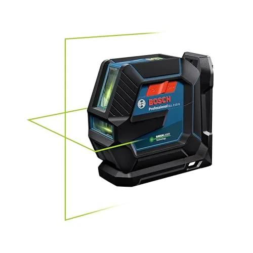 Bosch Kreuzlinienlaser GLL 2-15 G - selbstnivellierend mit grünem Laser, inklusive Tasche und Halter, optimale Sichtbarkeit und robustes Design