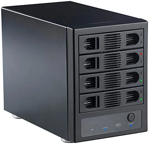 Xystec Festplattengehäuse: 4-Fach-Festplatten-Gehäuse für 3.5" & 2.5" (SATA), RAID, USB & eSATA (4 Fach Festplattengehäuse, Festplatten Tower, Festplattenhalter)