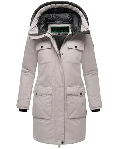 Navahoo Damen Winterjacke Eissturm 14 Light Grey Gr. M - Funktionsjacke mit wind- und wasserabweisender Funktion, ideal für kalte Wintertage und vielseitige Outfits. Praktische Details und individuelle Passform für optimalen Komfort.