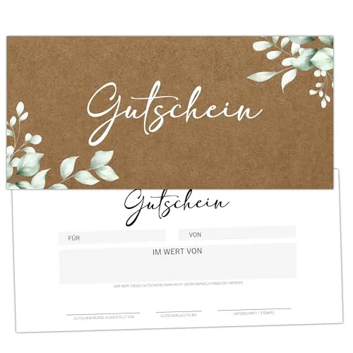 Eummel 40 Zauberhafte Blanko Gutscheine zum selber Ausfüllen | Premium Druck | Ideal für Nagelstudio Friseur Kosmetik Massage Wellness... | Gutscheinkarten Geschenkgutscheine