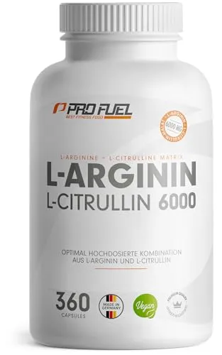 L-Arginin + L-Citrullin-Malat Kapseln 360x – Hochdosiert mit 6000 mg pro Tag - Optimale Kombination aus L-Arginin und L-Citrullin-Malat für sportliche Aktivität. 8 Kapseln täglich bieten 33% mehr Aminosäuren als herkömmliche Produkte. Vegan und laborgeprüft für höchste Qualität.