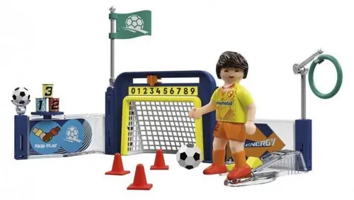 PLAYMOBIL 72057 Fußball-Trainingsstation - Die PLAYMOBIL Fußball-Trainingsstation bietet spannende Möglichkeiten zum Üben von Schüssen, Pässen und Dribbling. Mit vielfältigem Zubehör und einem Toranzeiger wird das Training zum Erlebnis für kleine Fußballfans!
