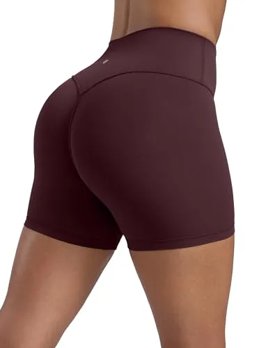 CRZ YOGA Butterlift Damen Scrunch Butt Lifting Gym Shorts - 10cm Push Up Booty Biker Shorts Hoch Taille Radlerhose Yoga Kurze Sportshorts Reife Pflaume 40