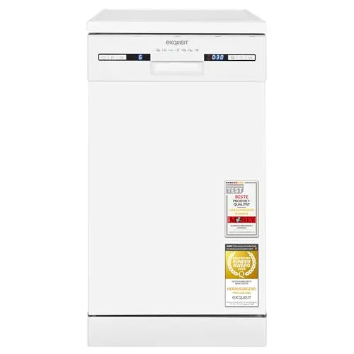 Exquisit GSP59309-030E Geschirrspüler 45 cm - Kompakter Geschirrspüler für 1-3 Personen mit nur 9 Litern Wasserverbrauch pro Spülgang. 7 Programme, inklusive ECO-Modus, sorgen für perfekte Reinigungsergebnisse und schonen die Umwelt.