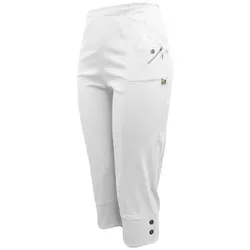 Kurze Hosen Damen Sommerhosen Bermuda 7/8 Schlupfhose leichte Stoffhose angenehme Caprihose mit Taschen (42-44, Weiß)
