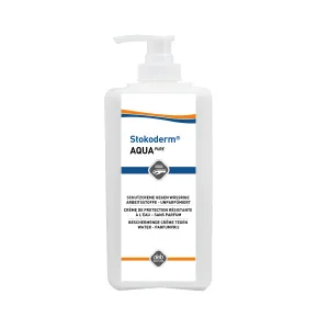 Stokoderm® AQUA PURE Hautschutzcreme 24668 - Arzneimittel zur Hautpflege, ideal für Feuchtarbeit. Schützt Hände bei häufigem Kontakt mit Wasser und wasserbasierten Substanzen. Frei von Parfüm und Farbstoffen.