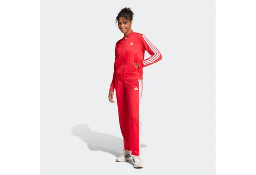 adidas Sportswear Trainingsanzug W 3S TR TS (2-tlg) rot M - Trainingsbekleidung für Damen, sportlicher Stil in Pure Ruby/White, ideal für Laufen und bequem durch 100% Polyester.