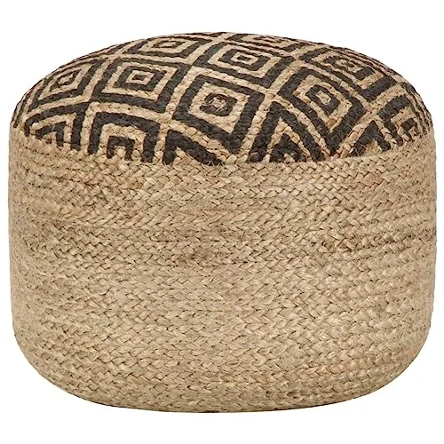 vidaXL Handgefertigter Sitzpuff Pouf in Schwarz - Stilvolle Hocker, handgefertigt aus Jute mit EPS-Perlen für optimalen Komfort – perfekt zum Entspannen und für ein gemütliches Ambiente.