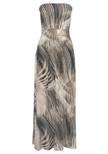 Maxikleid, mit Alloverdruck und Taschen, Bandeau-Kleid, Sommerkleid, schulterfrei, Gr. 36 - N-Gr, braun bedruckt N-Gr