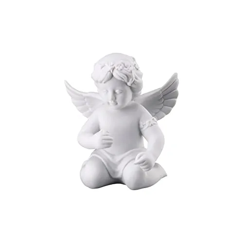 Rosenthal Engel mit Blumenkranz, 8,7 x 6,8 x H 10,2 cm, Porzellan Weiss-matt, inkl. Geschenkbox