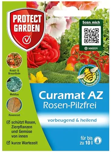 Curamat AZ Rosen-Pilzfrei, Konzentrat für gesunde Pflanzen - Effektives Mittel zur Vorbeugung und Bekämpfung von Pilzkrankheiten an Rosen und Gemüse. Universell einsetzbar und schonend für Nützlinge, sorgt für kräftigen Wuchs und grüne Blätter.
