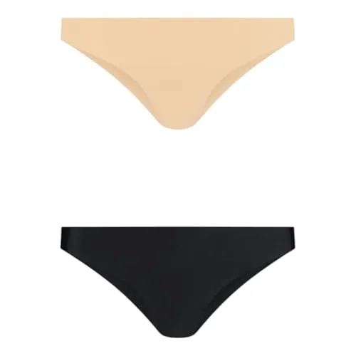 Bye Bra Unsichtbare Bikinis Im Brazil-Stil, Hohe Taille, Nahtloser Bikini, Keine Nähte, Keine Slipeinlage, Glatte Kanten, 2Er-Pack, Größen: S, M, L, Beige Und Schwarz (x_l)