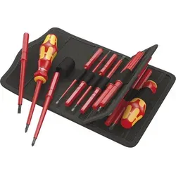 Wera Werk Kraftform Kompakt VDE17 05059030001 - Schraubenzieher-Set mit 15 VDE-Wechselklingen, ideal für sicheres Arbeiten bis 1.000 V, inklusive robuster Gürteltasche und Stückprüfung nach IEC 60900.