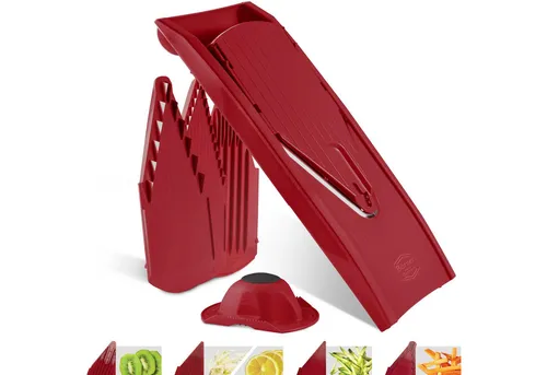 Börner Gemüsehobel V1 ClassicLine Starter Set Rot - Praktisches Starter Set für müheloses Schneiden und Raspeln von Gemüse. Manuelle Bedienung, kompakte Bauweise und langlebiges Kunststoffmaterial für den täglichen Einsatz in der Küche.