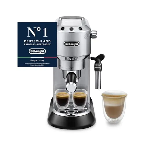 De Longhi Dedica Style EC 685.M - Kompakte 15 cm breite Espressomaschine, mit professionellem Milchaufschäumer für aromatischen Espresso und vielseitige Zubereitungsmöglichkeiten