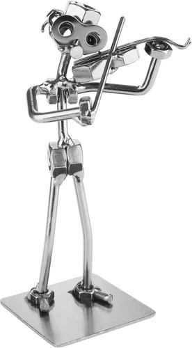 BRUBAKER Dekofigur Schraubenmännchen Geigenspieler mit Geige (Handarbeit Eisenfigur Metallmännchen Violinist, 1 St., Metallfigur Streichmusiker Dekoration), Geschenk für Orchester Musiker