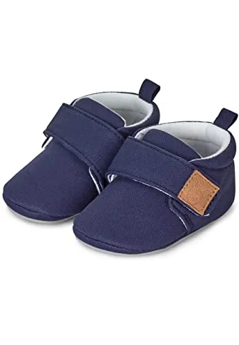 Sterntaler Baby Krabbelschuhe uni – Unisex Babyschuhe aus Canvas mit Jerseyfutter – Knöchelhohe Baby Schuhe mit rutschfester Sternensohle – Krabbelschuhe aus Baumwolle – Größe 18, Farbe marine