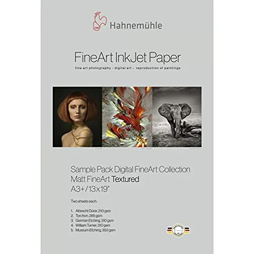 Hahnemühle FineArt Tintenstrahldrucker-Pack, matt, strukturiert - Papier für Tintenstrahldrucker, 10 Blatt hochwertiges, strukturiertes FineArt Papier für brillante Druckergebnisse und professionelle Präsentationen.
