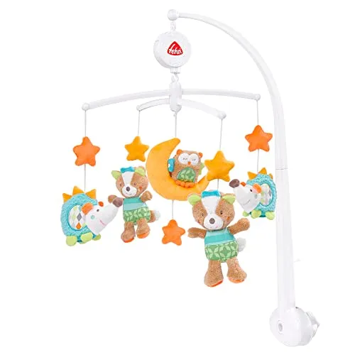 Fehn Musik-Mobile Sleeping Forest - 40 cm, beruhigendes Schlaflied mit abnehmbaren Tierfiguren für Babys ab der Geburt bis 5 Monate