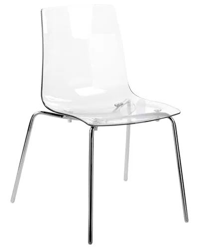 Beliani Set aus 2 Esszimmerstühlen, transparenter Kunststoffsitz, Metallbeine - Moderne Esszimmerstühle aus robustem Kunststoff mit stabilen Metallbeinen, ideal für stilvolle Einrichtungen. Bequeme Rückenlehne für hohen Sitzkomfort.