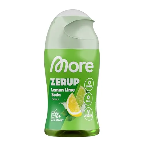 MORE Zerup, Lemon Lime Soda, 65 ml, für bis zu 8 l Fertiggetränk, zuckerfreier Sirup mit u.a. echten Fruchtextrakten, vegan, zero Kalorien - made in Germany
