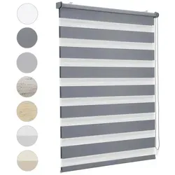 Doppelrollo Duo Rollo Klemmfix ohne Bohren für Fenster Rollos Jalousie Faltrollo, Sekey, freihängend, Klemmträger, Montage mit oder ohne Bohren möglich grau 70 cm x 100 cm